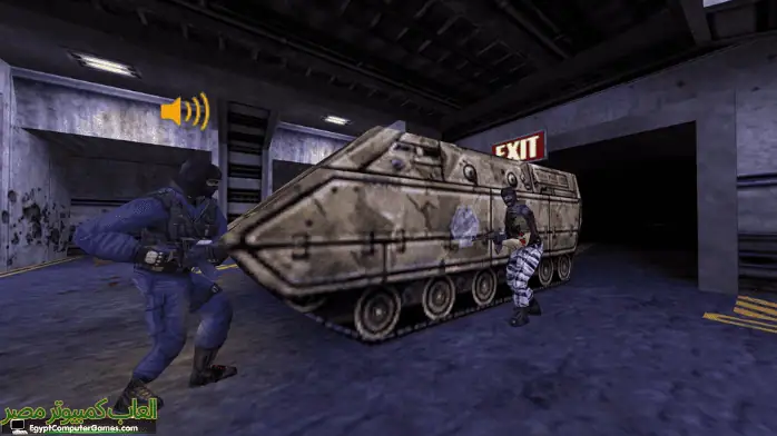 صورة لواجهة Counter-Strike 1.4، تُظهر قائمة اللعبة وخيارات اللاعب على شاشة الكمبيوتر