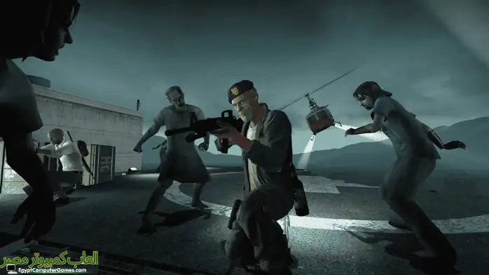 صورة توضح واجهة Left 4 Dead 1، والتي تتميز بعناصر التحكم في اللعبة وخيارات اختيار الشخصية