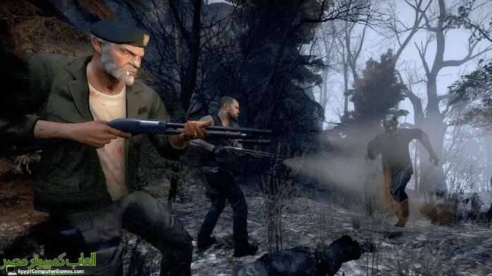 صورة توضح واجهة Left 4 Dead 1، والتي تتميز بعناصر التحكم في اللعبة وخيارات اختيار الشخصية
